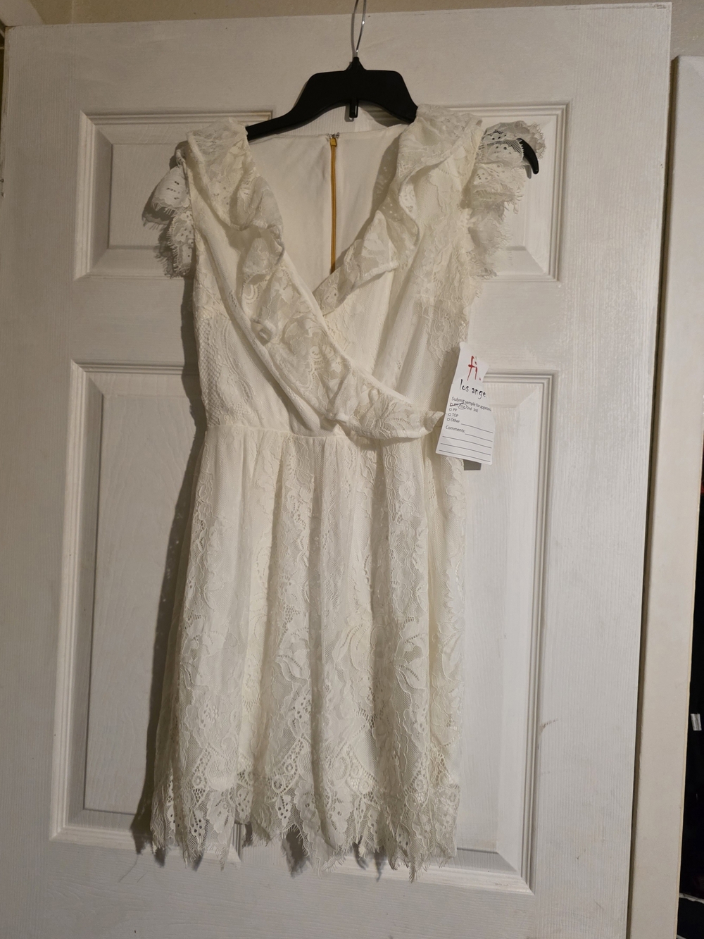 Fire Los Angeles Ivory Lace Ruffle Wrap Dress